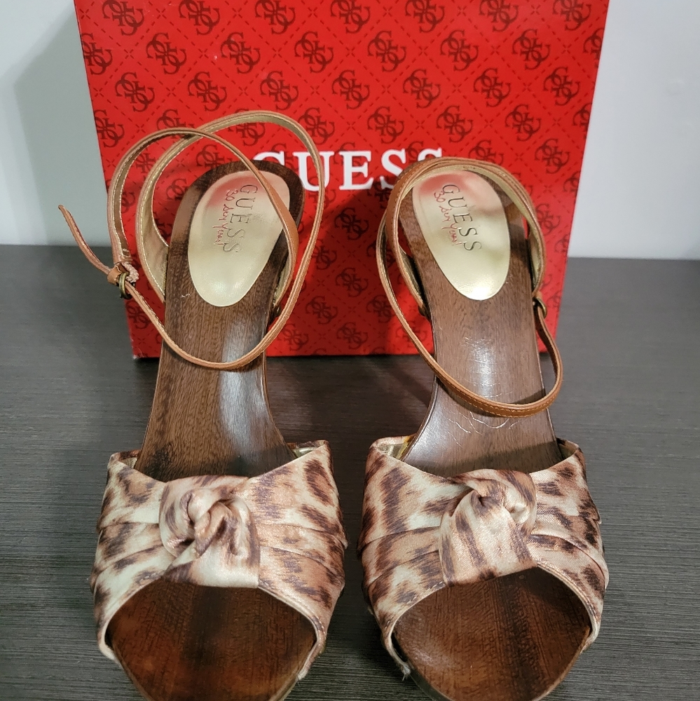 Guess Yamini3 Natural Multi Fabric High Heel Shoe